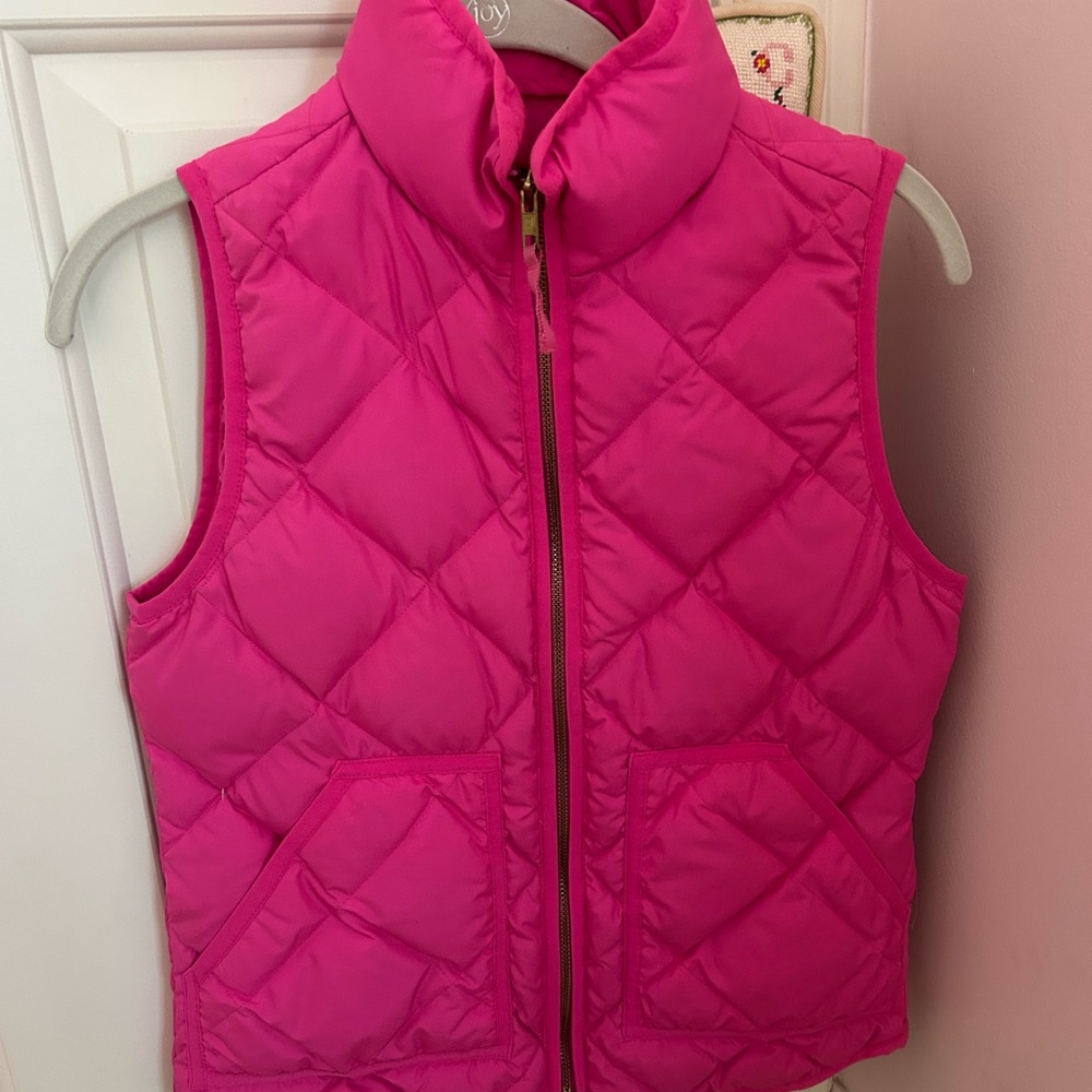 J. Crew Hot Pink Quilted Puffer Vest